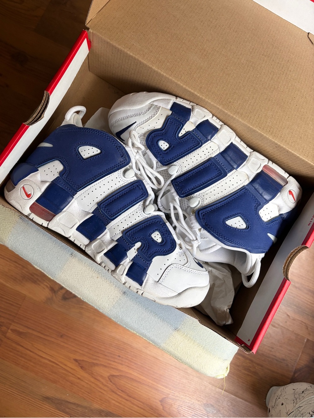 Nike Air More Uptempo Navy Orange White 90s 5Y W 6.5